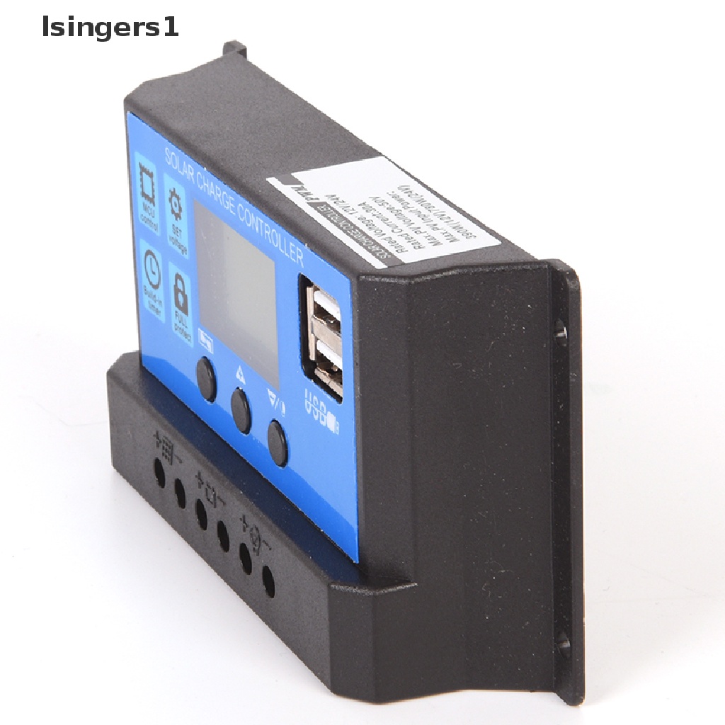 (lsingers1) Regulator Controller Charger Baterai Tenaga Surya 12V / 24V 30A PWM Dengan Layar LCD