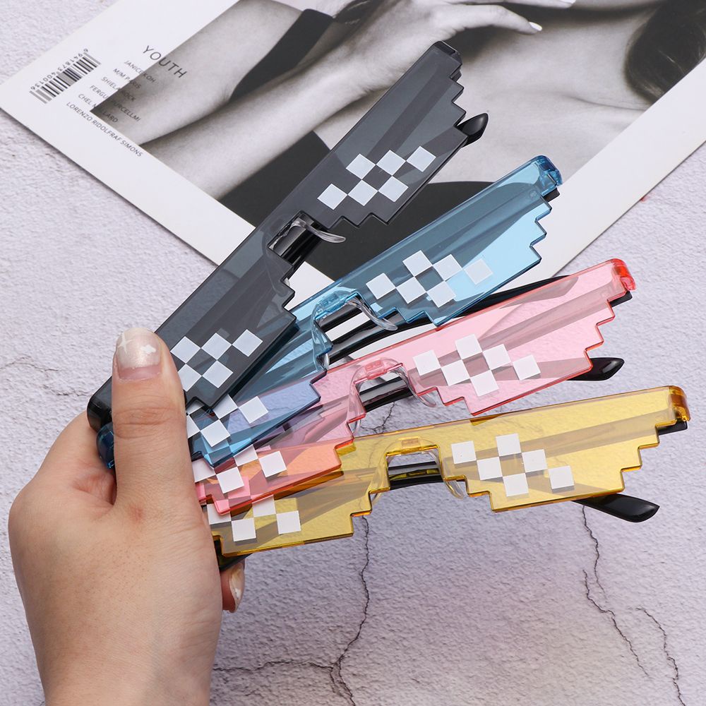 ROW Retro Thug Life Sunglasses Gift Favors Pixel Mosaic Sunglasses Birthday/Party Fashion Men &amp; Women Cosplay Gamer Robot Sunglasses