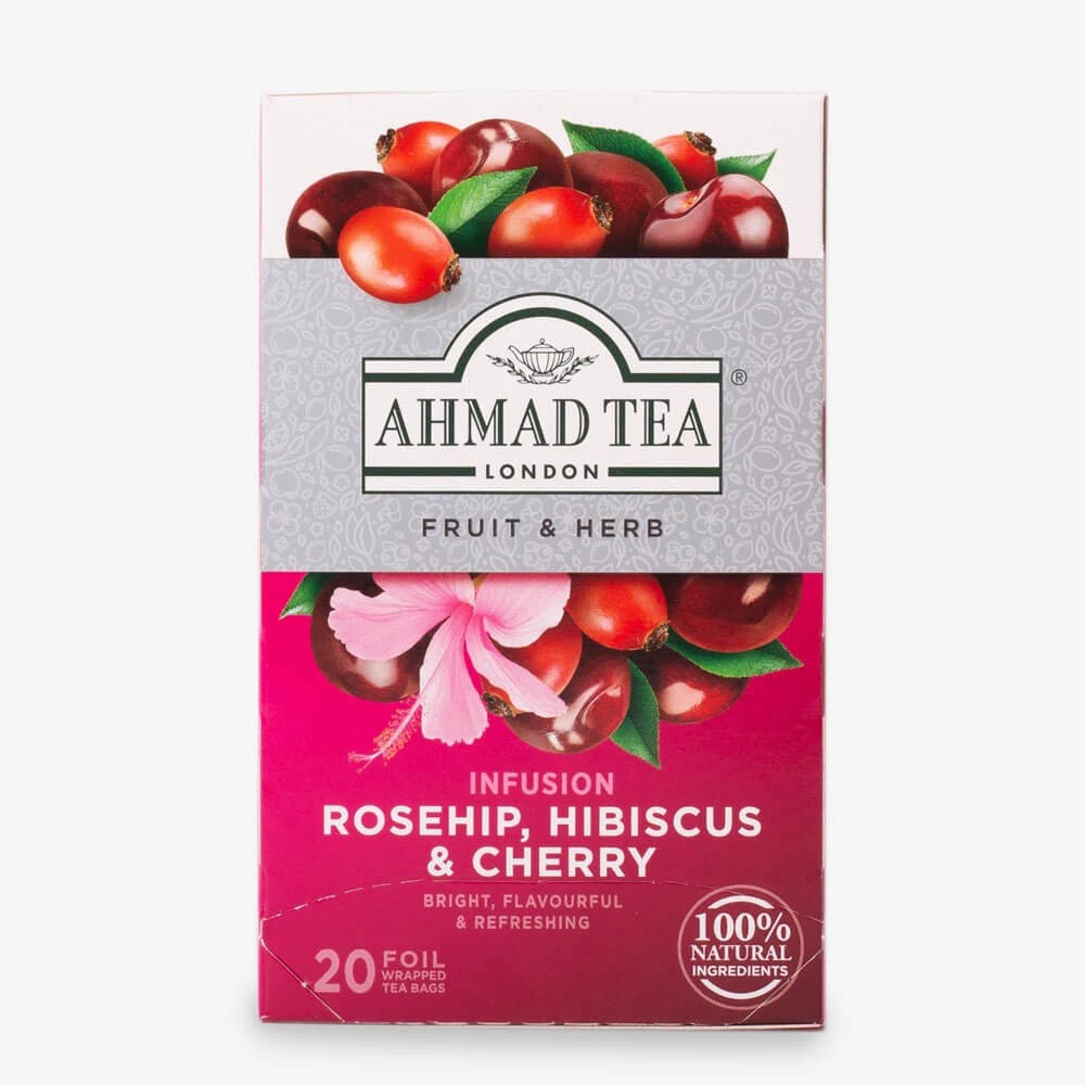 

AHMAD TEA Fruit & Herb Rosehip Hibiscus & Cherry Infusion 20 Foil Bags