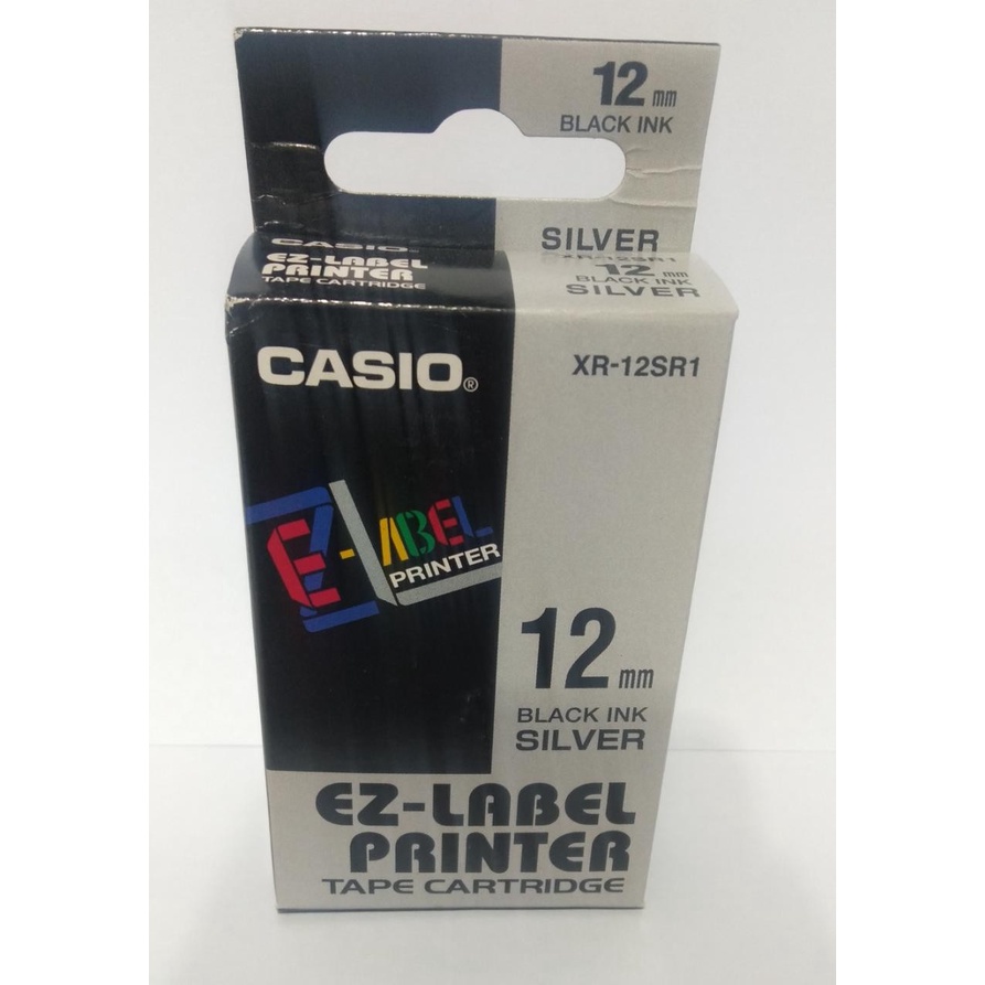 Pita ez label casio12mm black ink silver XR-12SR1