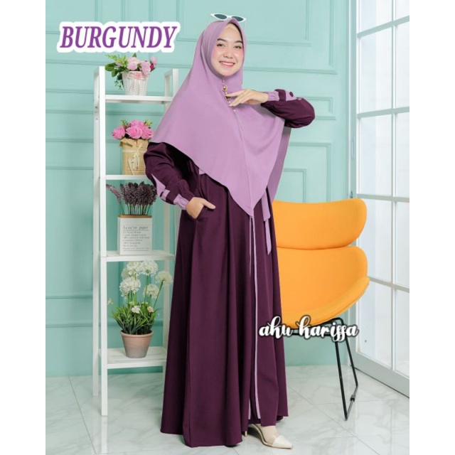READY HANIZA SET SYAR'I AKU KARISSA//GAMIS BEST SELLER-Burgundy