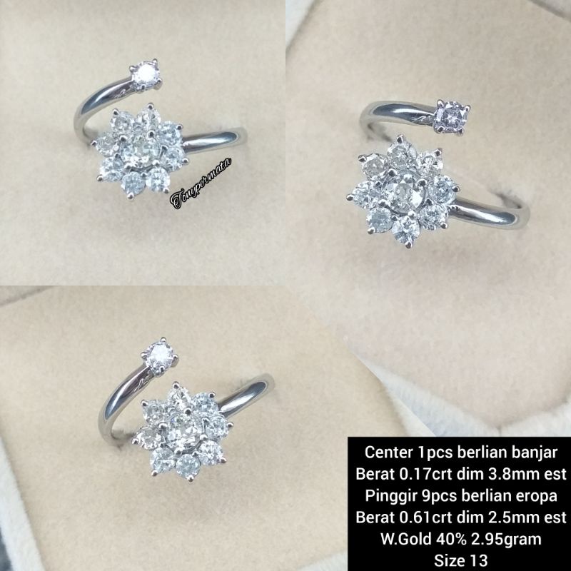Cincin Emas berlian banjar model bunga