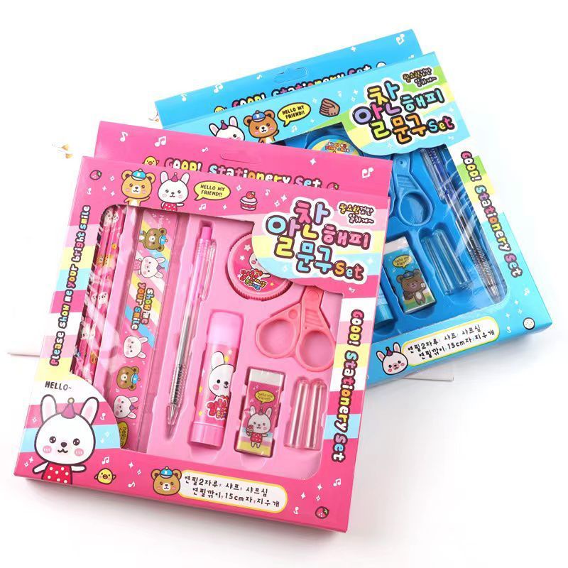 

Alat Tulis Sekolah Stationery Set Pensil Set 9 in 1 Karakter Lucu