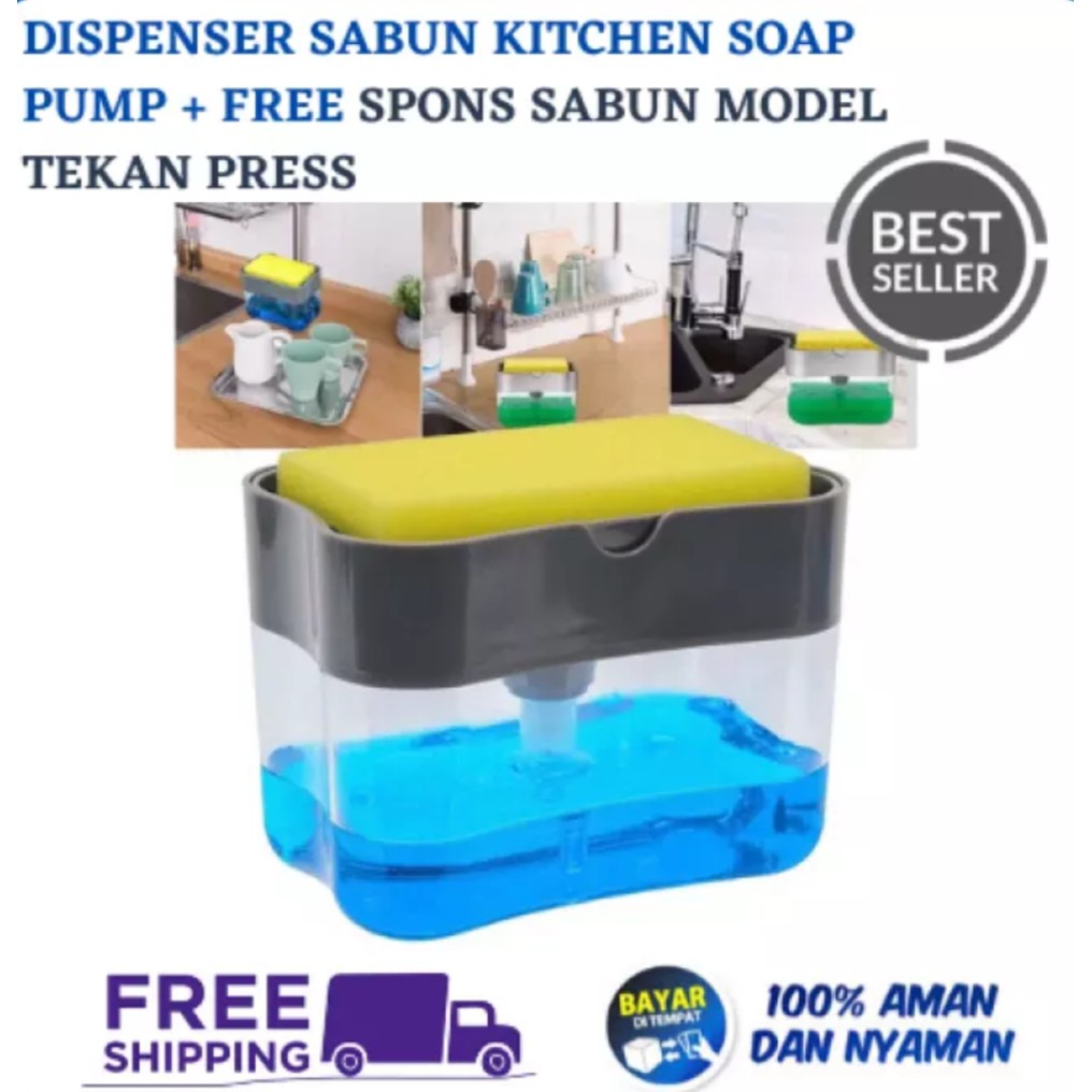 Tempat Sabun Cuci Piring Spons Model TEKAN PRESS - Dispenser Sabun Sponge Anti Berantakan Soap Pump