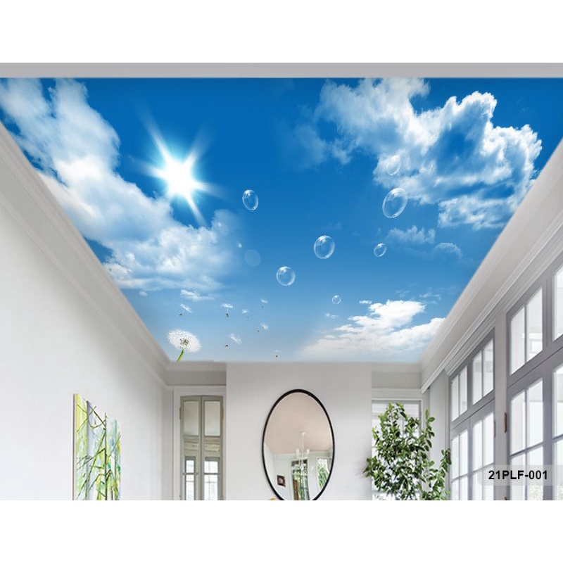 Wallpaper 3D Custom Plafon Langit Putih Awan Biru (21PLF-001)