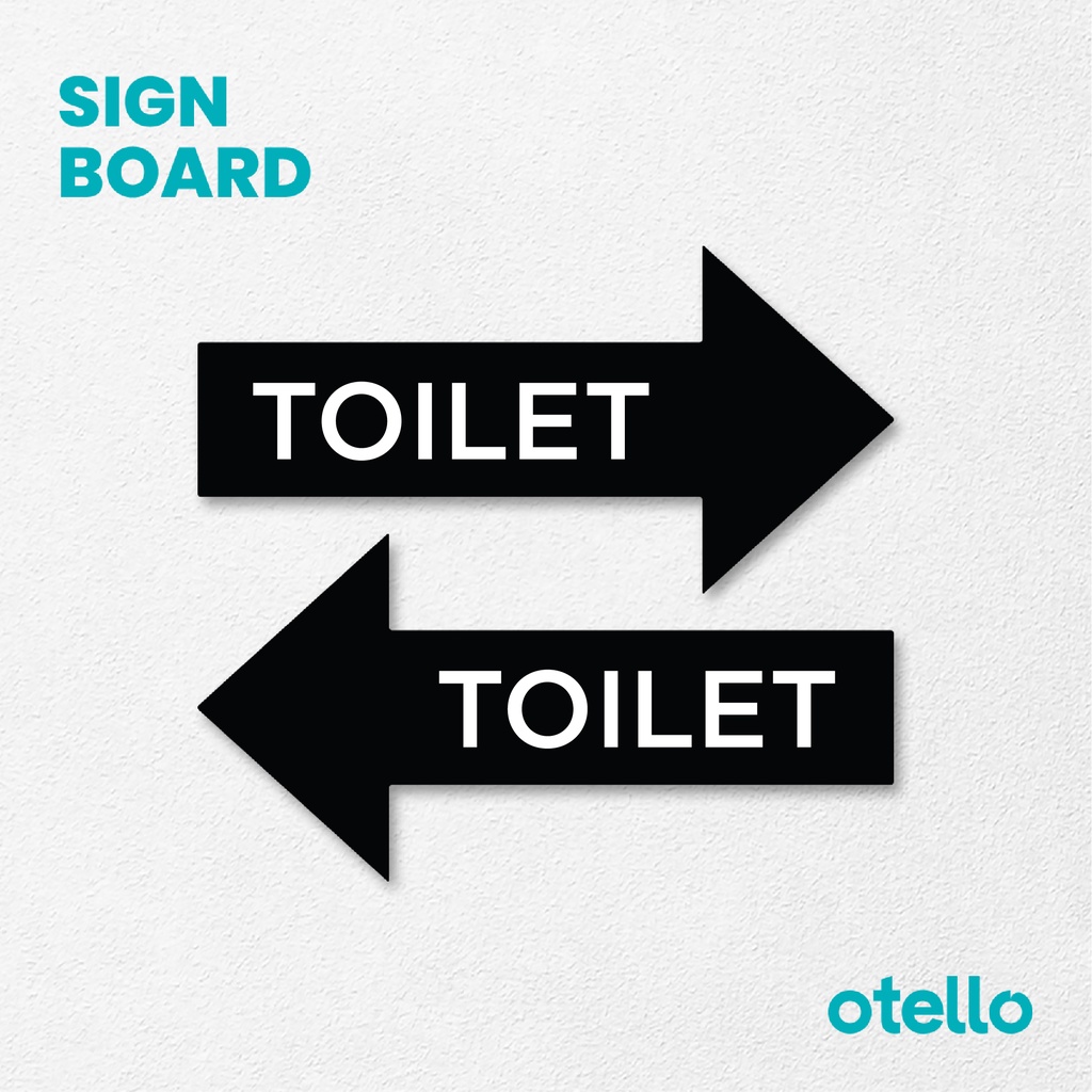 Otello - Sign Petunjuk Toilet Umum WC Restroom Panah Papan Sign Board Akrilik Print Signage Label Acrylic Modern Kantor Gedung