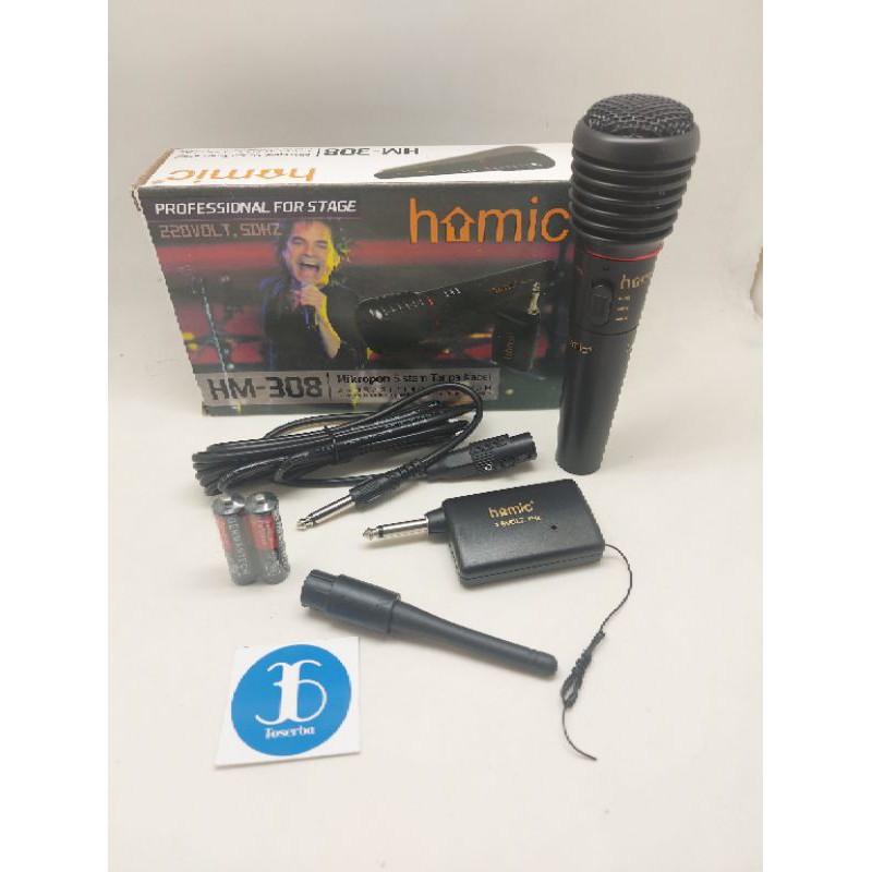 Mic Wireless Homic HM-308 - Microphone Homic Wearless 308- Mic Karaoke