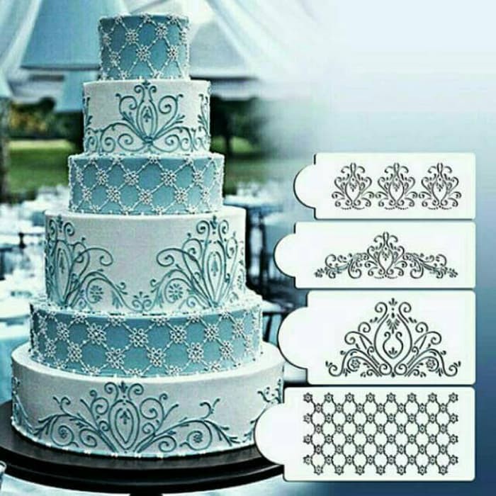 

4 Pcs Cake Stencils Cake Stensil Cake Pattern Untuk Membuat Motif Kue Murah + Gratis Ongkir