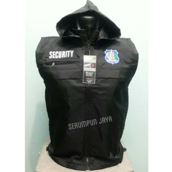 JAKET ROMPI SECURITY LOGO BIRU - JAKET ROMPI SECURITY HITAM PARASUT FULL BORDIR