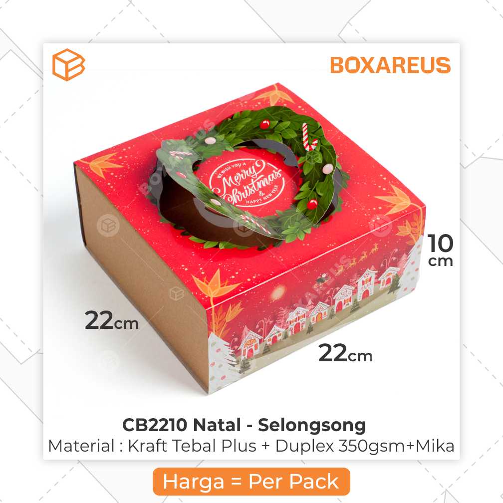 Box Kue Cake Packaging Natal Christmas Hampers Kemasan Kotak Dus Bolu | CB2210 NATAL