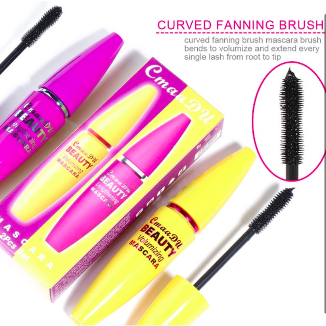 100% ORI CMAADU Beauty Maskara Mascara 2pcs 2 IN 1 Set Volumizing &amp; Lengthening 4D Waterproof dan Tahan Lama