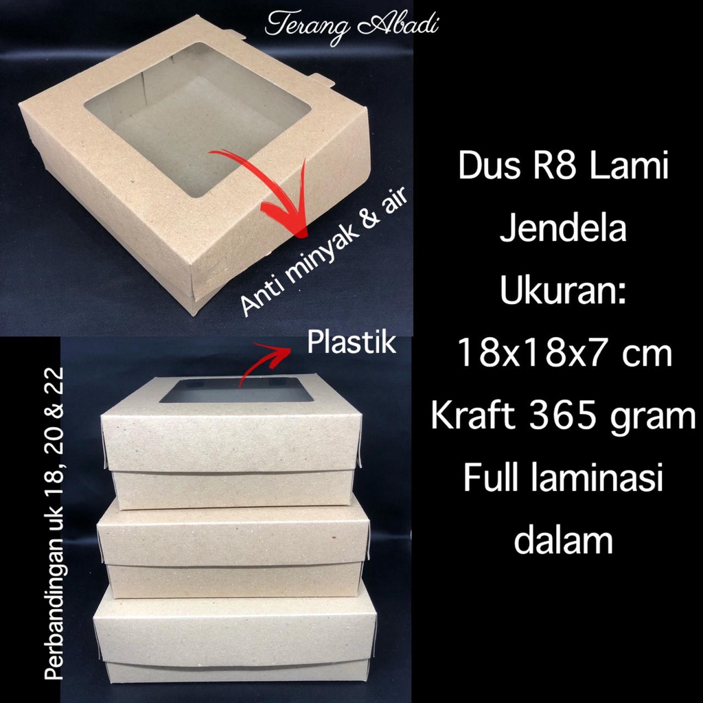 ANTI MINYAK Dus Kraft Laminasi Jendela Lubang 20x20x7 /18x18x7/ 22x22x7.5/ Dus coklat/ Dus nasi anti minyak/ dus multifungsi/ dus nasi/ dus roti/ packaging murah/ dus hajatan/ Dus Sovenir/ Dus Baju/ Box Souvenir/ produksi/nasi berkat/pudding