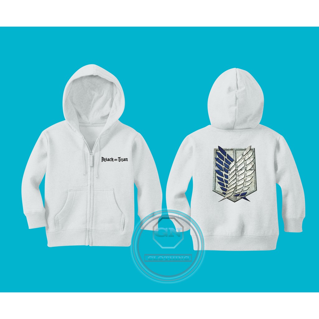 JAKET HOODIE - SWEATER ANAK ATTACK ON TITAN ANIME LOGO