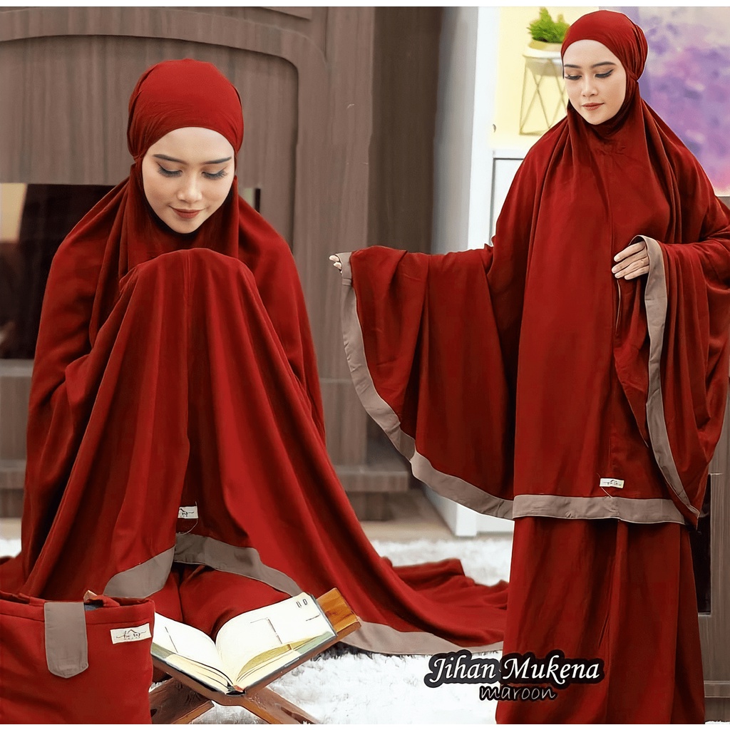 Mukena Dewasa Muslim Wanita Jumbo 2 in1Super Cantik  Bahan Katun Rayon Premium Polos Terbaru Cocok Unt