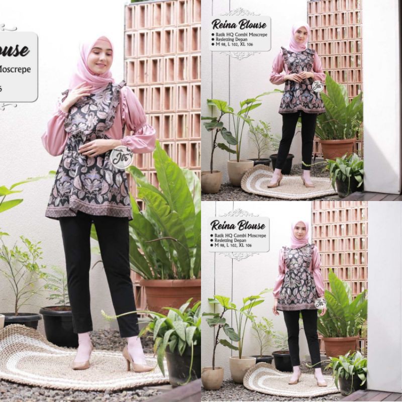 Batik Dolby Dolbi Dobby Doby Tenun Sutra Tulis Katun Atbm Reina Atasan Batik Wanita Sogan Srg308