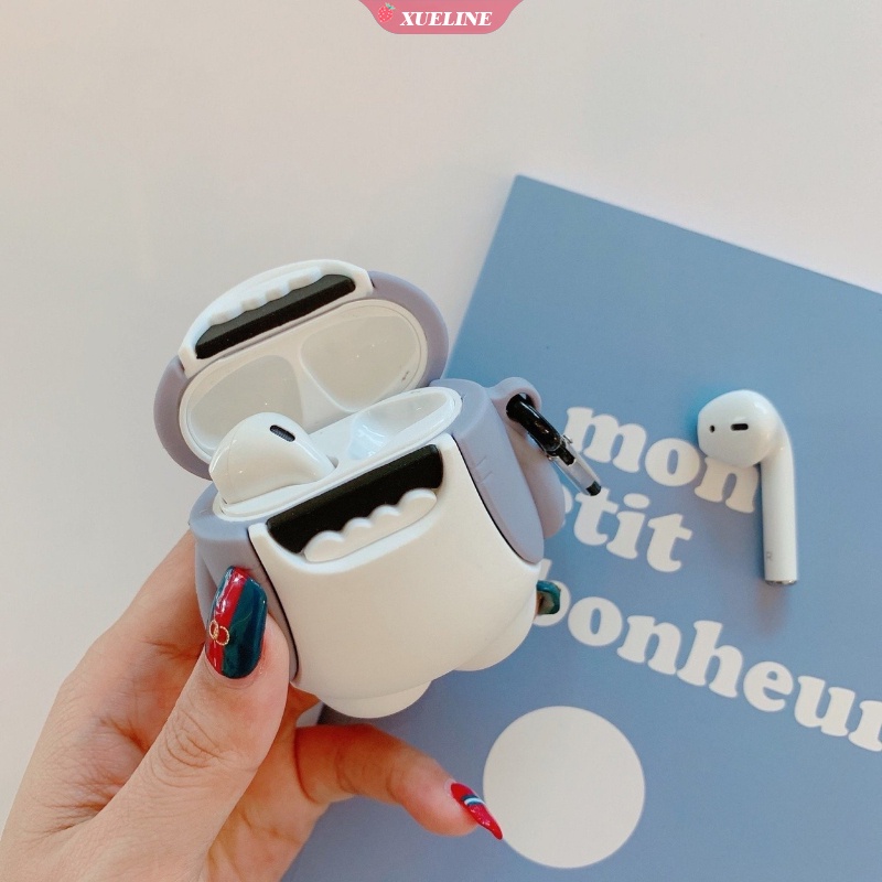 Casing soft case Silikon Motif Kartun Hiu Untuk AirPods 1 / 2 / 3 Pro