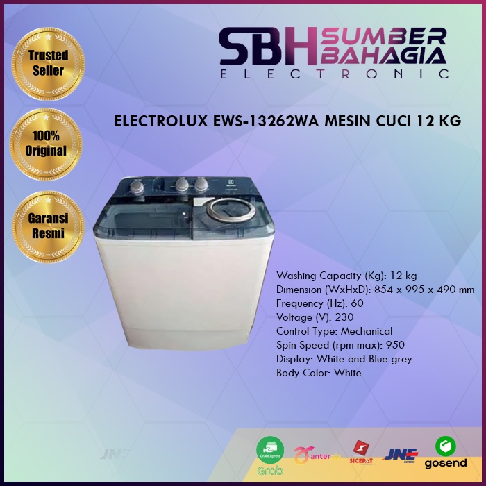 ELECTROLUX EWS-13262WA MESIN CUCI 12 KG (NEW)