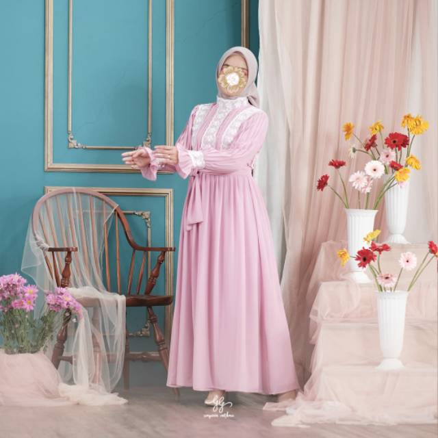 INUKA DRESS BYGIAGIO gaun kondangan gaun akad simple gaun wedding pernikahan baju muslim putih gaun lamaran elegan pakaian wanita pesta elegan fashion korea dres lebaran cantik anggun mewa gaun vintage fashion dress bahan ceruty babydol renda furing tebal