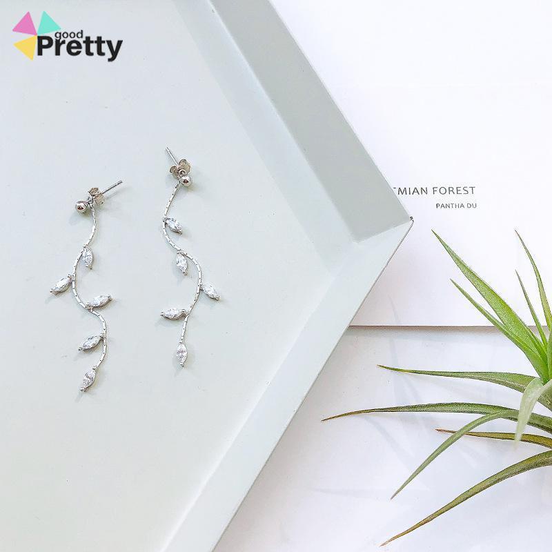 S925 Silver Willow Earrings Wanita Temperamen Anting Rumbai Panjang Sederhana - PD