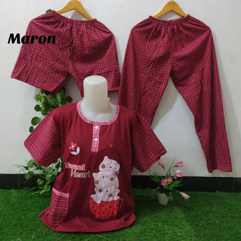 BAJU TIDUR 3IN1 BIO PREMIUM - SETELAN BABYDOLL 3IN1 BIO PREMIUM