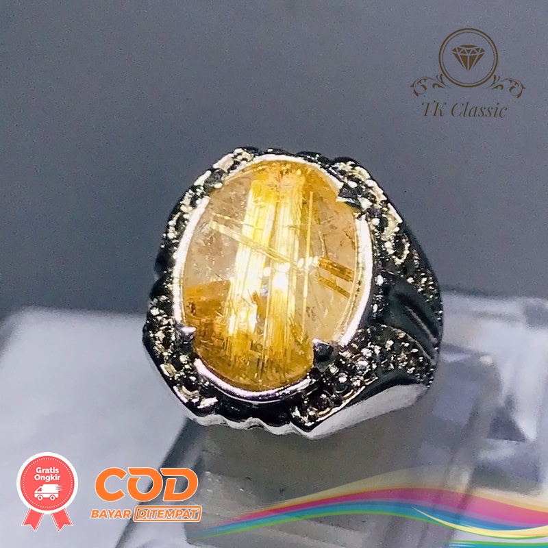 Cincin Batu Permata Kecubung Rambut Sedane Asli Natural