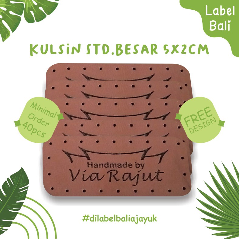Label kulsin uk 5x2/ Label kulit imitasi / Label tas rajut / Label tas handmade / Label sepatu