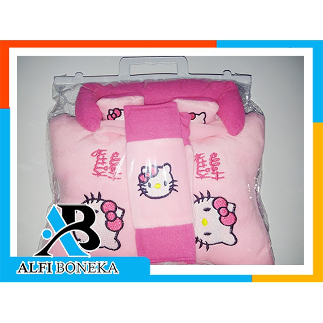 bantal Mobil Set-3in1 Hello Kitty Pink - Bantal Sandar Kepala Karakter