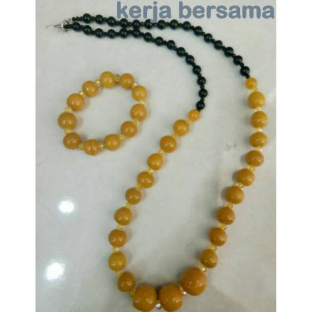 Kalung dan gelang batu akik kombinasi batu jombang