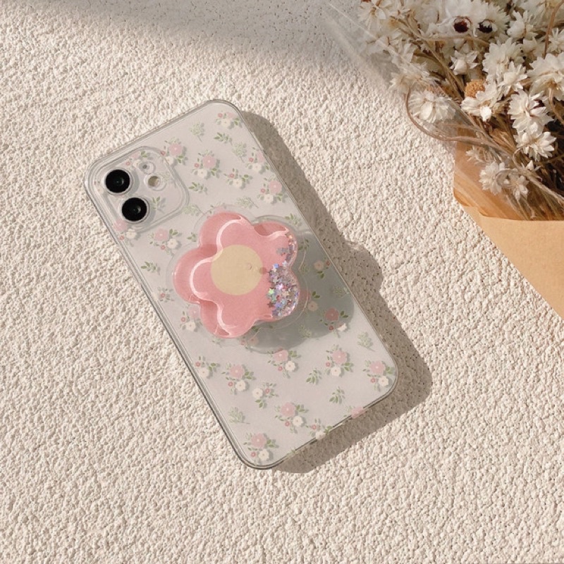 Transparant Floral with Flower Holder Softcase iphone 7/8+ XS XS Max XR 11 Pro Max 12 Pro Max