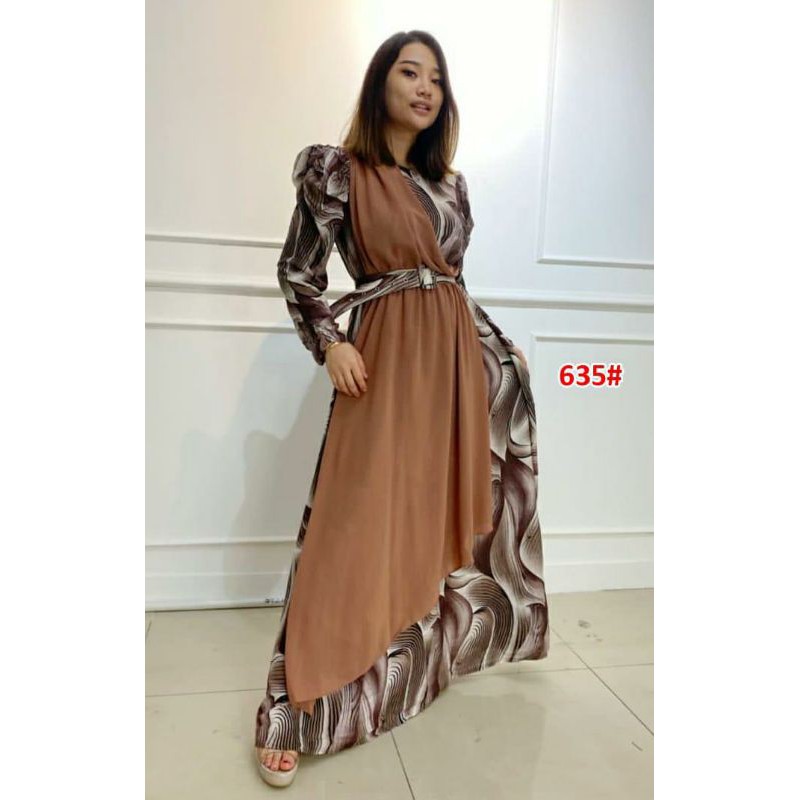 635#Gamis Wanita free belt/FASHION WANITA/FASHION MUSLIM