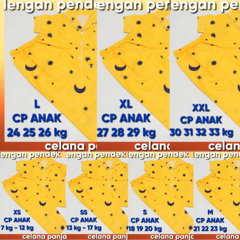 BAJU TIDUR PIAMA couple keluarga bulan bintang / PIYAMA SET / STELAN starmoon