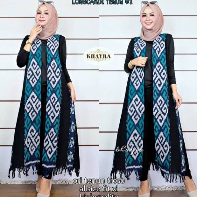 Cardigan tenun motif toraja new + free makser tenun