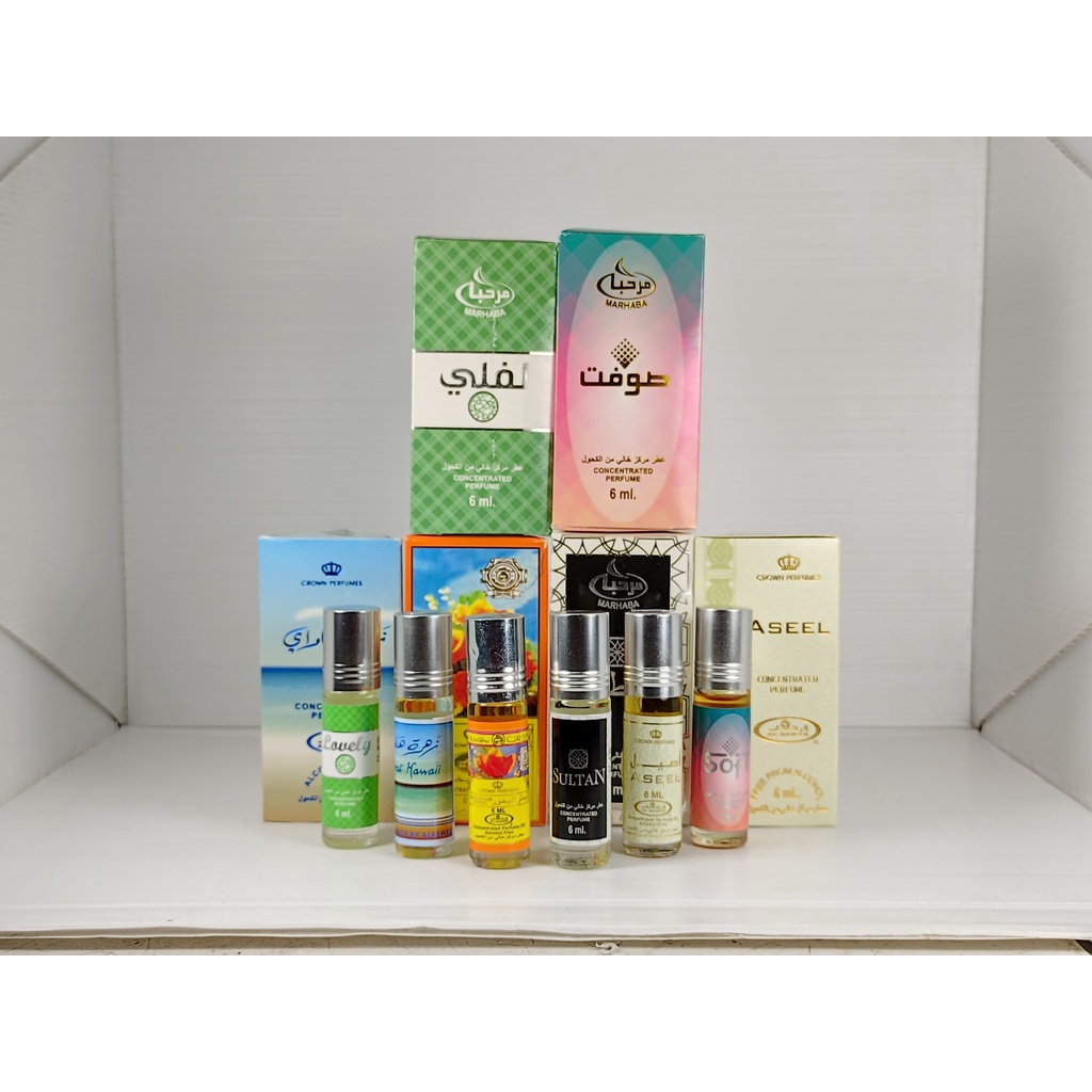 Parfume Arab ROLL 6ML minyak wangi, zahrat hawaii, soft, lovely, sultan, parfume non alcohol, bakhour