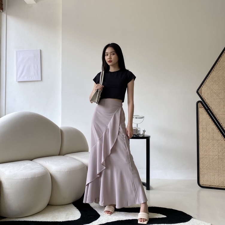 Reina Long Skirt - Skirt Wanita - Rok Panjang Korea - Casual Skirt