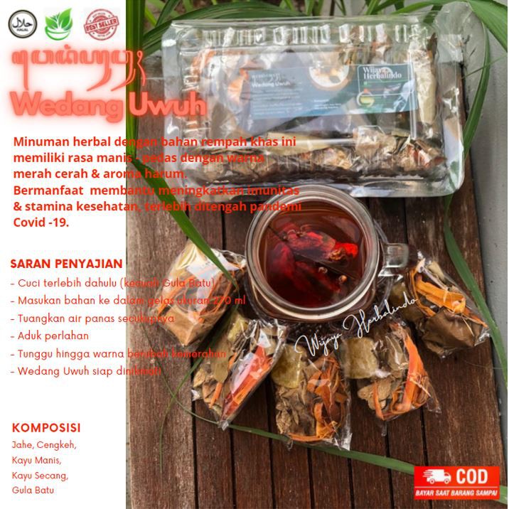 Wedang Uwuh Komplit Jahe + Gula Batu  (Sachet) Minuman Antioksidan Rempah Herbal JSR Herbal