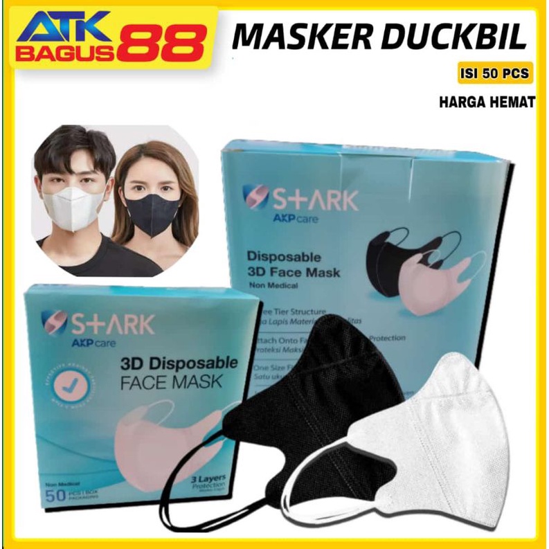 FACE MASK DUCKBIL PUTIH 3 PLY - MASKER DUCKBIL PUTIH isi (50pcs)