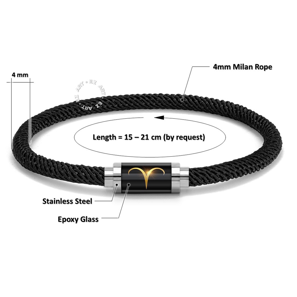 GELANG ZODIAK MULTILAYER PRIA WANITA TALI SERUT HONGKONG MILAN ROPE KAIT TABUNG STAINLESS STEEL AQUARIUS CAPRICORN CANCER LEO SAGITTARIUS GEMINI VIRGO PISCES LIBRA TAURUS ARIES SCORPIO