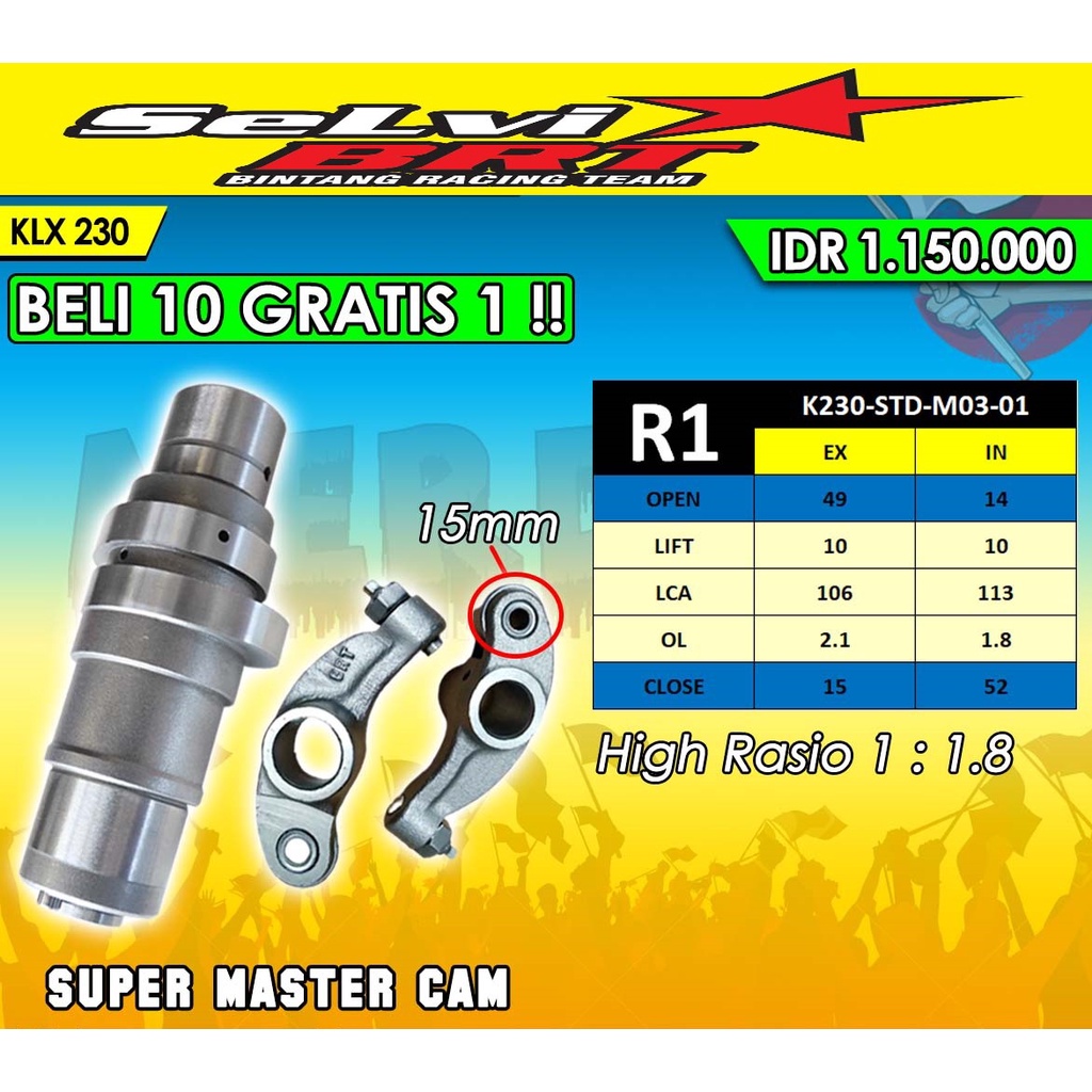 SUPER MASTER CAM BRT KLX 230 R SERIES NOKEN AS KLX 230 BRT R SERIES