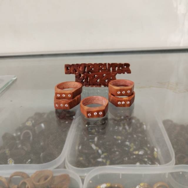 ( SUPER MURAH ) Grosir 5 pcs cincin kokka kaukah kaokah fukakah koka plat mata 3 coklat