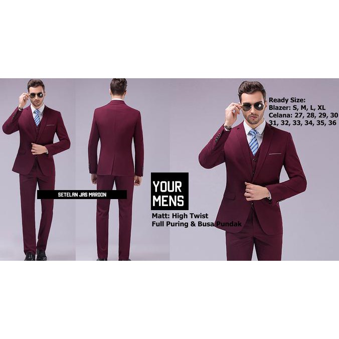 Blazer Jas Pria Setelan Jas Pria Warna Maroon Modric Style Include Jas Dan Celana Kekinian 2021 Shopee Indonesia