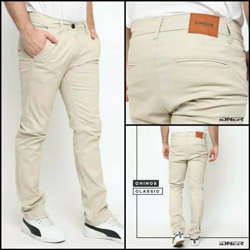 CELANA CHINO Panjang pria Slimfit KERJAHARIAN Santai Casual Formal Hitam Abu Cream Mocca Size 27-38