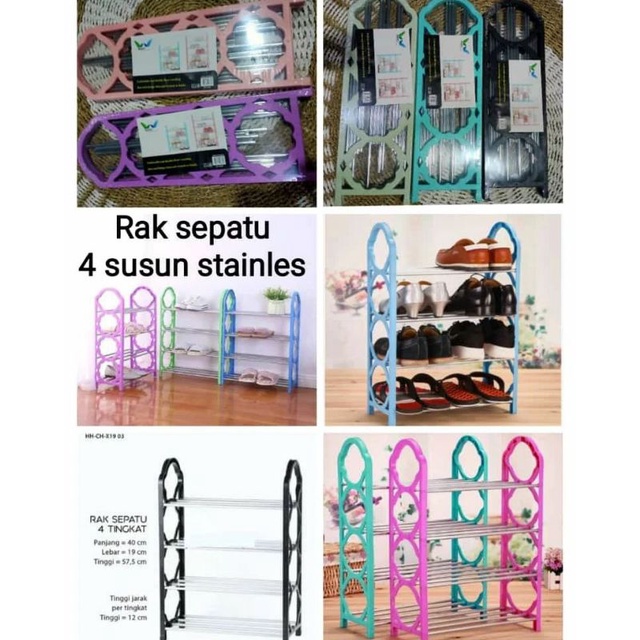 rak sepatu  susun 4 stenlis