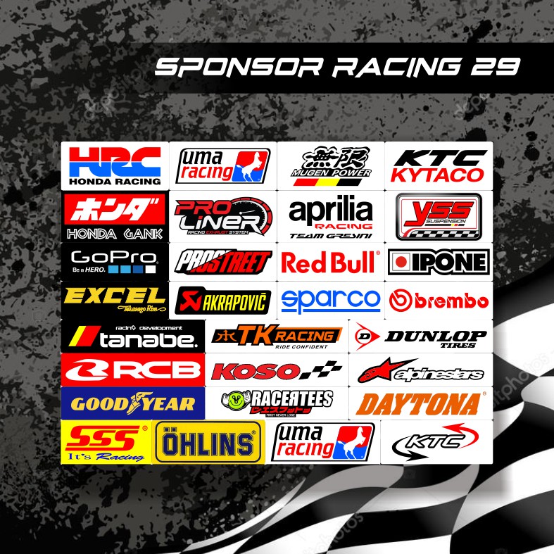 Stiker Racing / Stiker Motor / Sponsor - Isi 27, 29, 30  - RCB racing start ohlins  honda gank