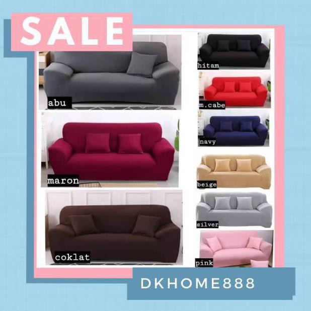 {BISA COD} Sarung sofa 3 seater polos / cover sofa 3 seater polos + free 1 sarung bantal sofa