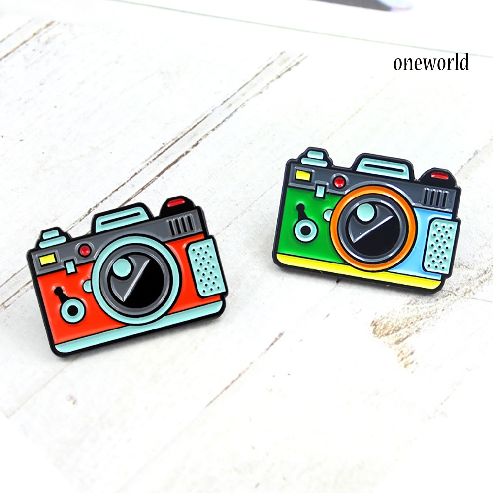 OW@ Cartoon Multicolor Camera Badge Collar Lapel Brooch Pin Clothes Jewelry Decor