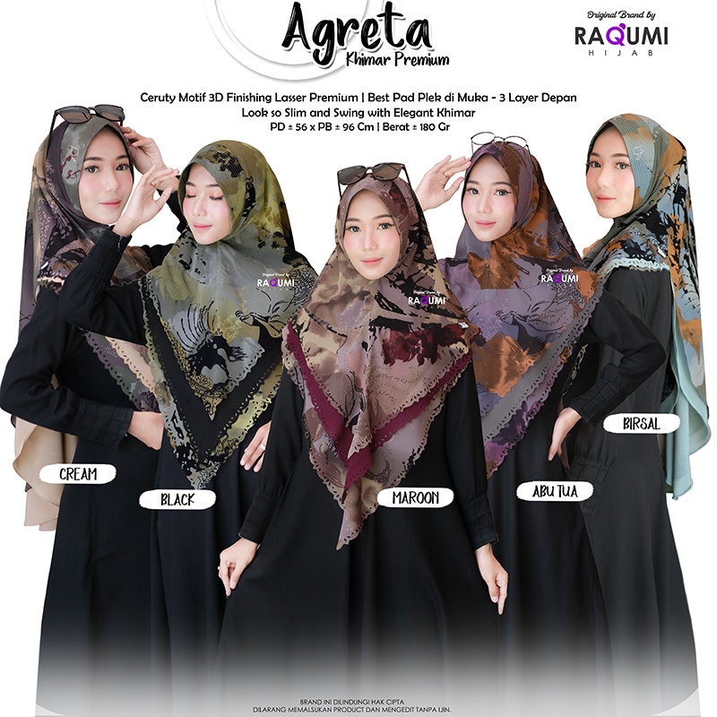 (HIJAB MOTIF | MOTIF ABSTRAK ) AGRETA KHIMAR PREMIUM BY RAQUMI