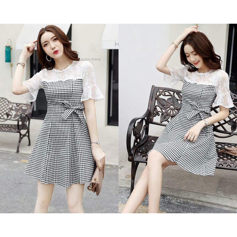 ZRS Dress Chikita UK Fit L To XL LD 100 CM PJ 85 CM Katun Kombinasi Brukat