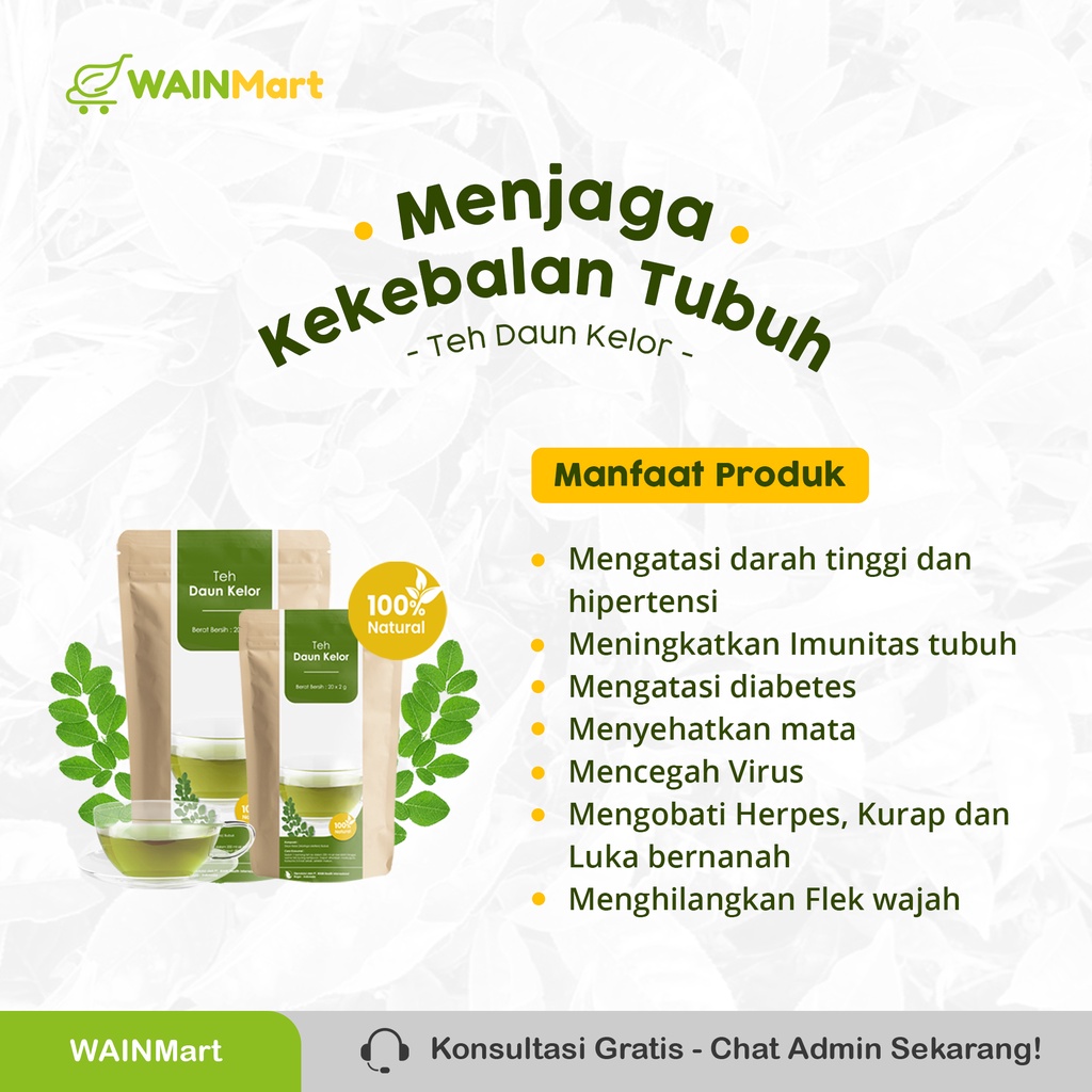 TEH CELUP DAUN KELOR : 100% Organik Anti-Kanker, Diabetes, Tingkatkan Imunitas dan Kekebalan Tubuh Teh Kelor Celup Original