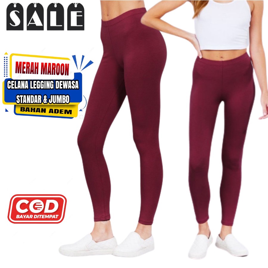 Beli 2 harga lebih hemat Legging panjang wanita polos warna hitam dan putih muat sampai bb 50 kg bahan spandex premium