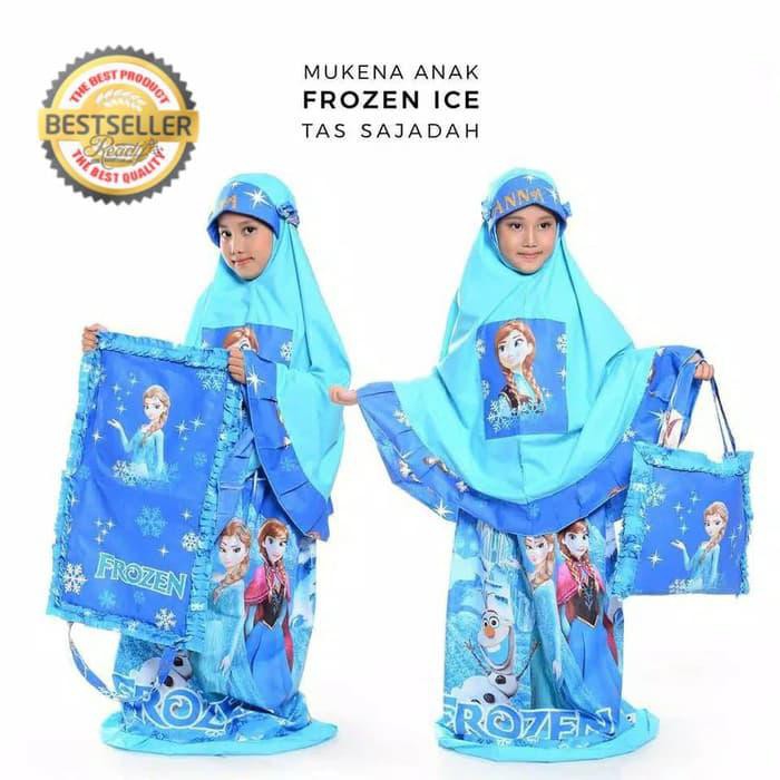 Mukena Anak Frozen Set Tas Sajadah Mukenah Karakter Kartun Original -